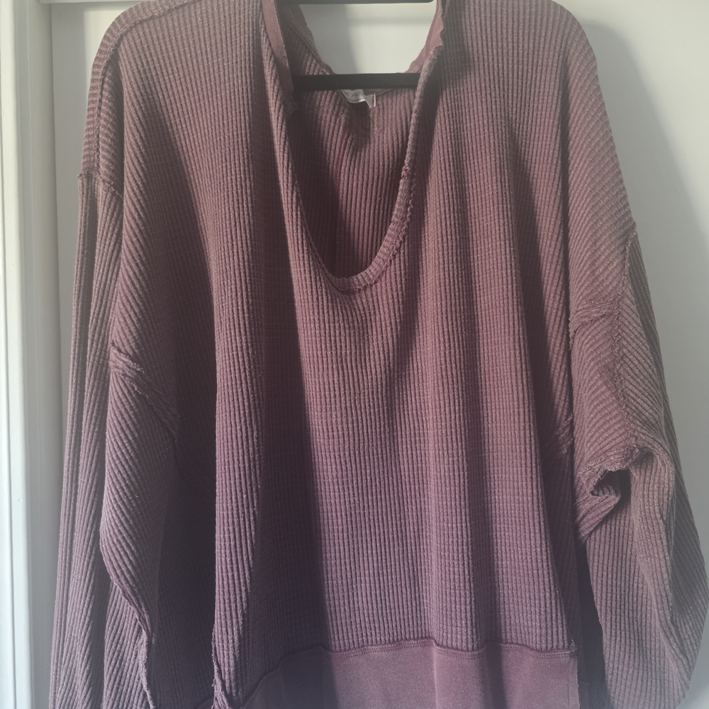 We The Free Ribbed Knit Top in Burgundy